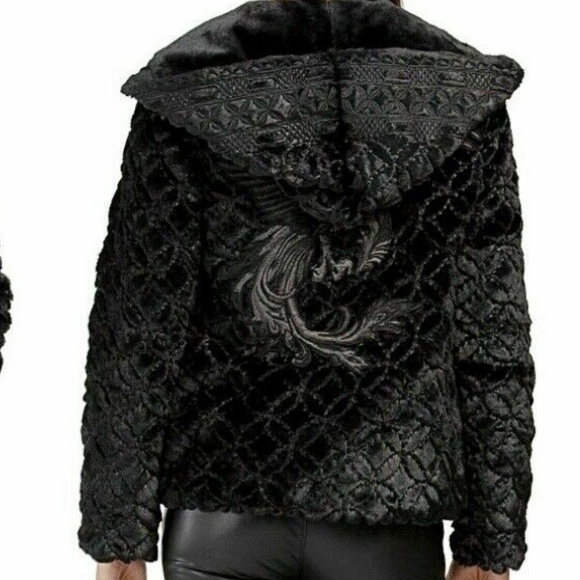 Johnny Was Rich Black Atrium Faux Fur Coat Jacket Sizes S XL~NWT $565